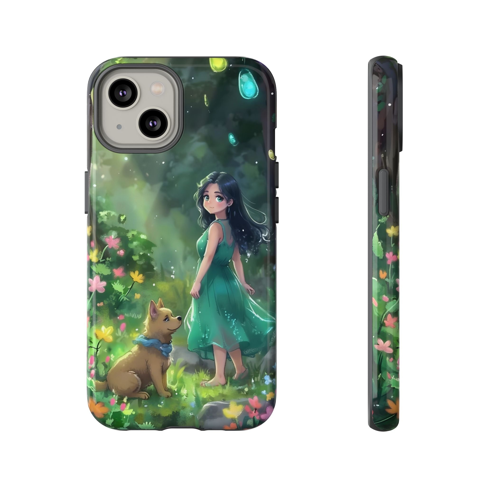 Whimsical Phone Case with Nature and Dog Artwork