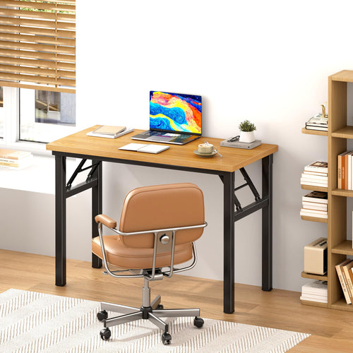 DlandHome Folding Home Office Desk with Solid Wood Particle Board