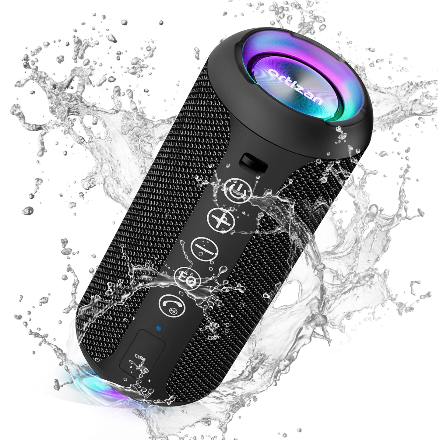 Sleek Waterproof Bluetooth Speaker with LED Lights – Immersive Sound for Outdoor and Indoor Adventures