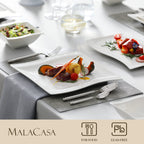 MALACASA 26-Piece Ivory White Porcelain Dinnerware Set Flora