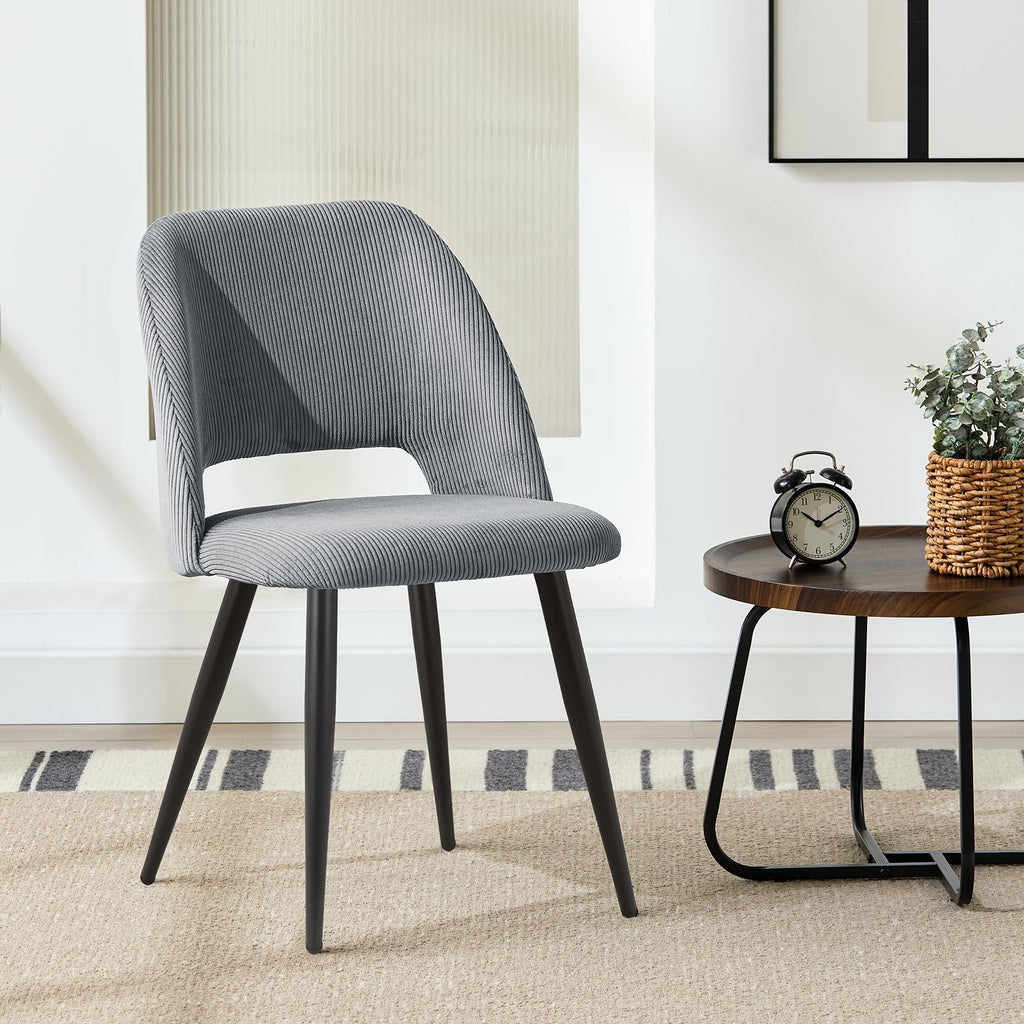 WAFTING Set of 2 Scandinavian Corduroy Dining Chairs