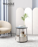 VASAGLE Modern Round Side Table with Fabric Basket