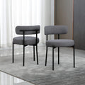 DYHOME Dark Grey Boucle Sherpa Dining Chairs (Set of 2)