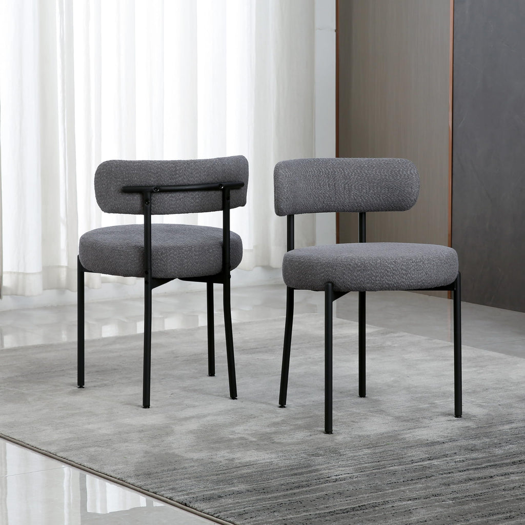 DYHOME set of 2 mid-century modern dark grey dining chairs with curved backrests and round memory foam seats