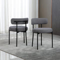 DYHOME set of 2 mid-century modern dark grey dining chairs with curved backrests and round memory foam seats