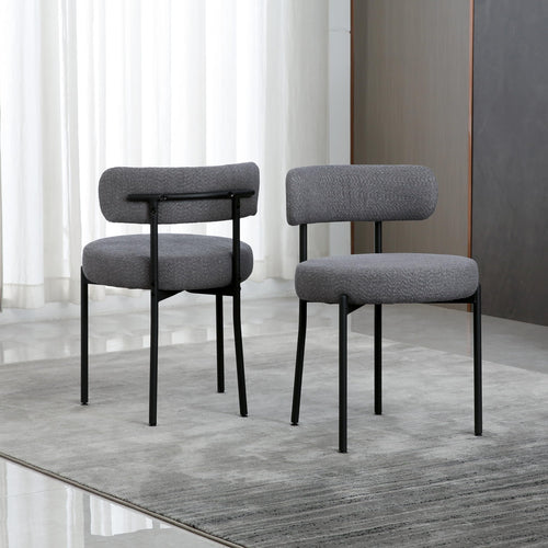 DYHOME set of 2 mid-century modern dark grey dining chairs with curved backrests and round memory foam seats