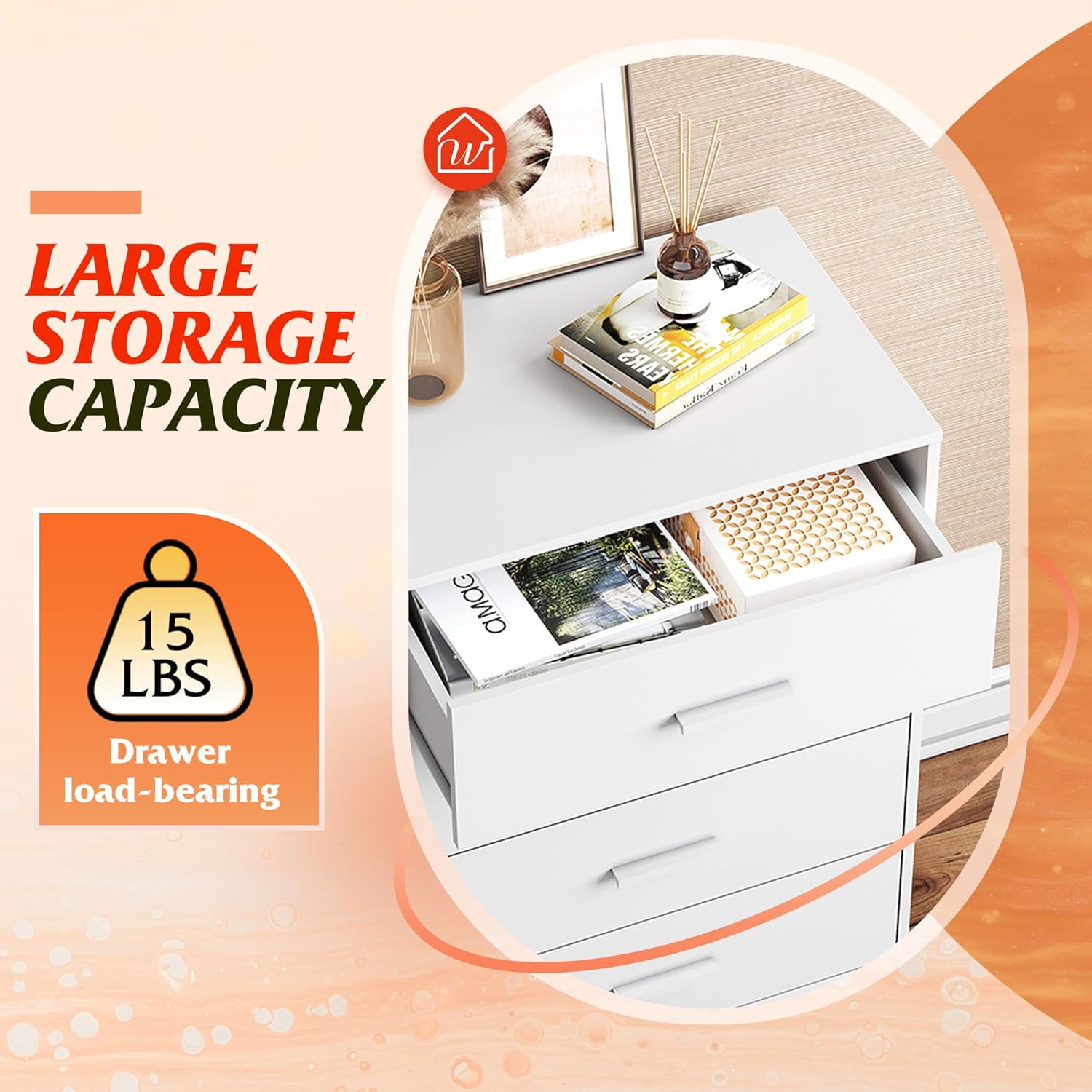 WLIVE 4-Drawer Minimalist Modern Wood Storage Chest