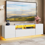 WLIVE modern entertainment center with LED lights and storage for 55-65 inch TVs