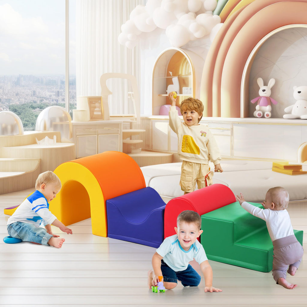 Kozamas 5-in-1 foam building blocks with climbing structure and learning course in orange
