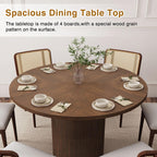 QHITTY Fluted Round Dining Table, 47-inch Walnut
