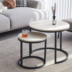 Symylife Modern White Round Nesting Coffee Tables Set