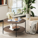 WLIVE 2-Tier Round Coffee Table with Storage Shelf