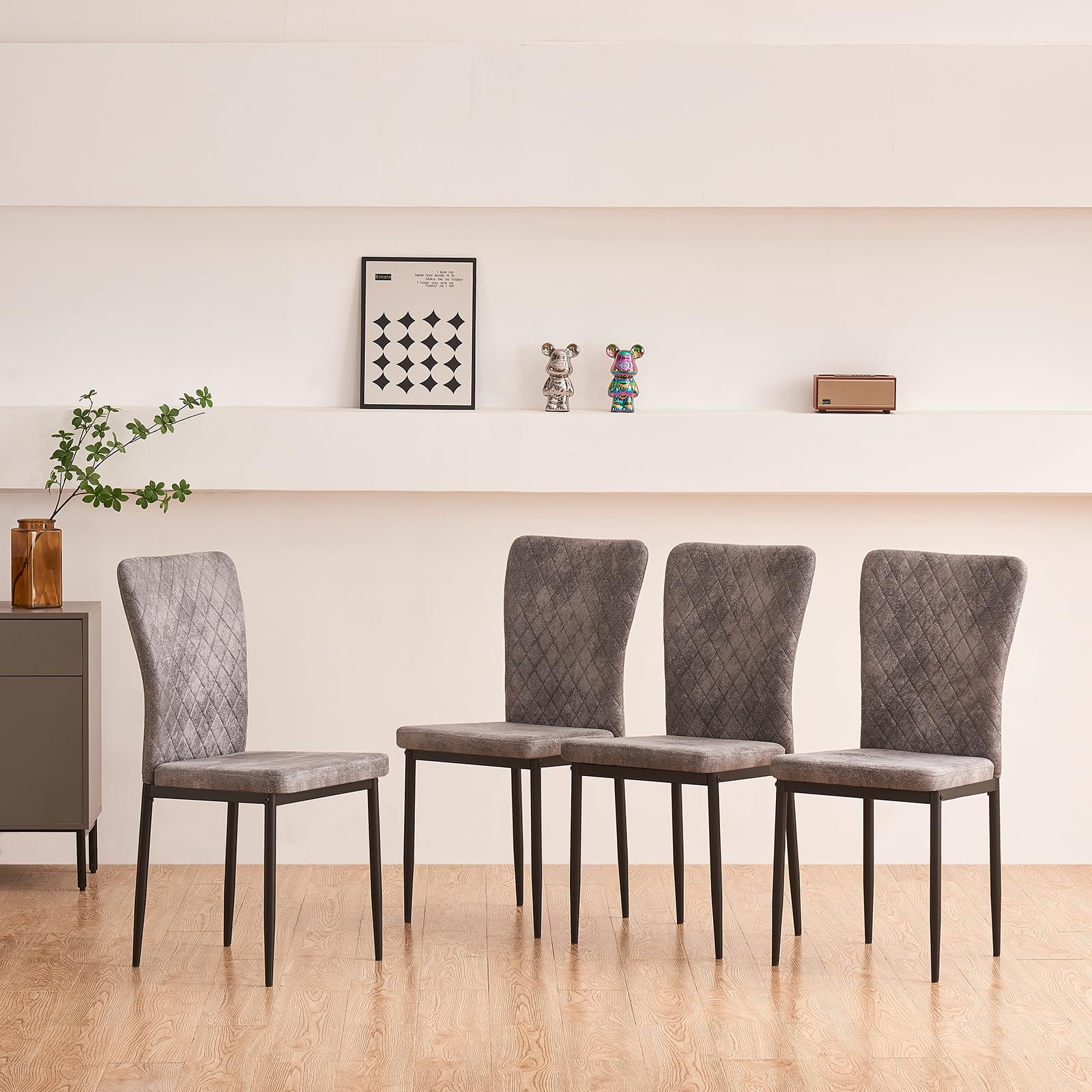 AINPECCA Modern Dining Chairs Set of 4 with Suede High Back