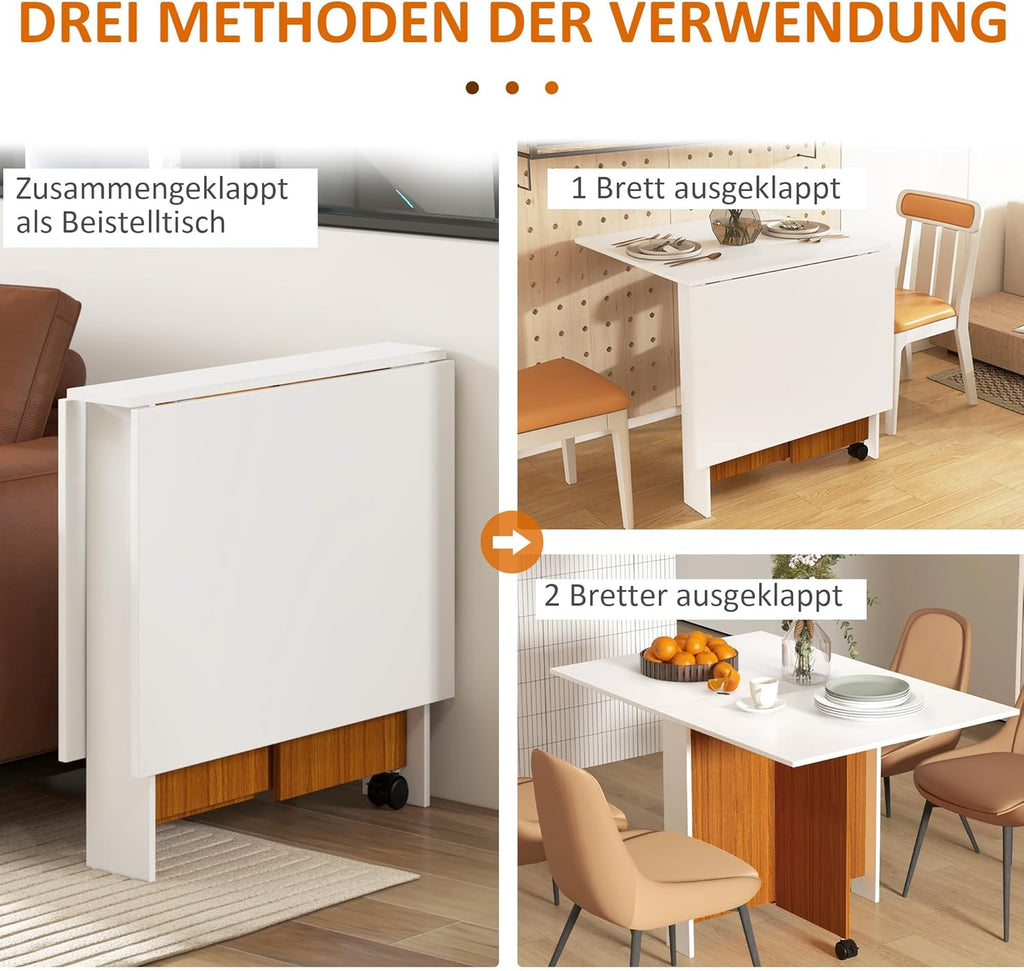 HOMCOM Folding Dining Table - Oak & White