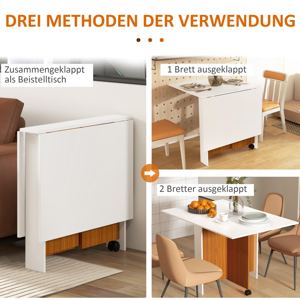 HOMCOM Folding Dining Table with Wheels