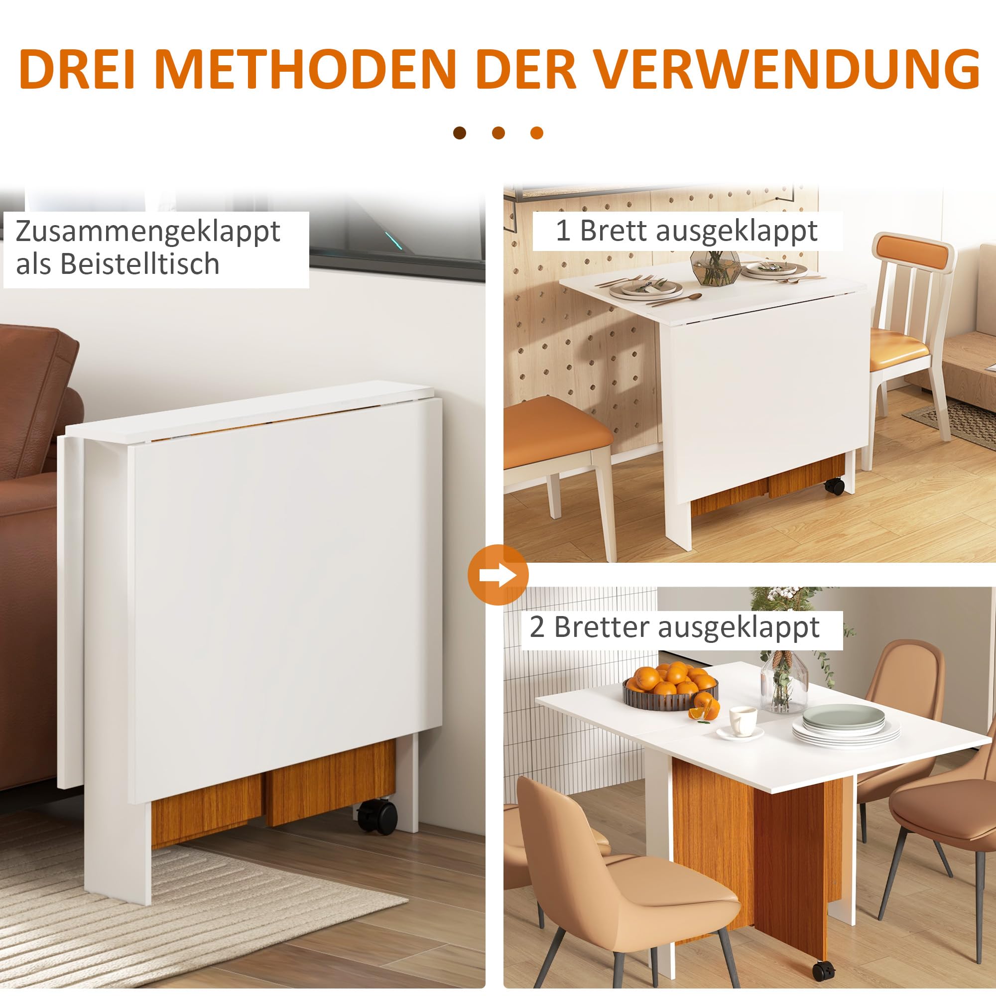 HOMCOM Folding Dining Table with Wheels
