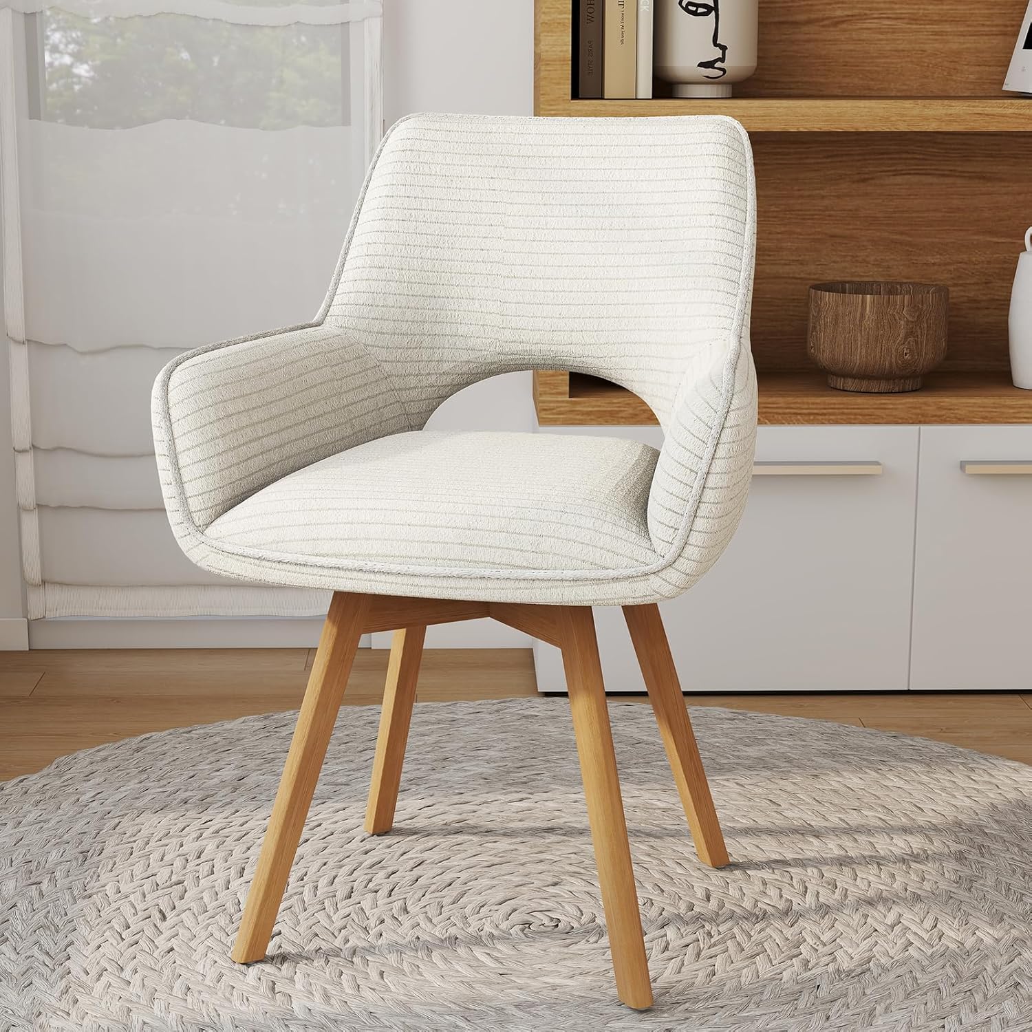 WAFTING Rotatable Dining Chairs with Armrests and Beech Wood Legs
