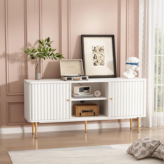ARTPOWER 55" Fluted TV Stand - White