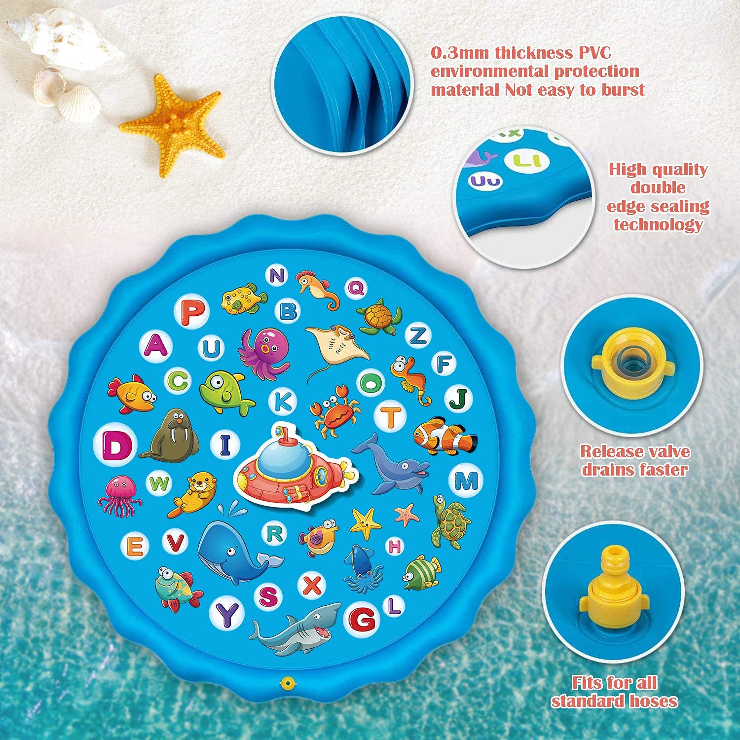 Paochocky Kids Splash Pad Sprinkler Play Mat