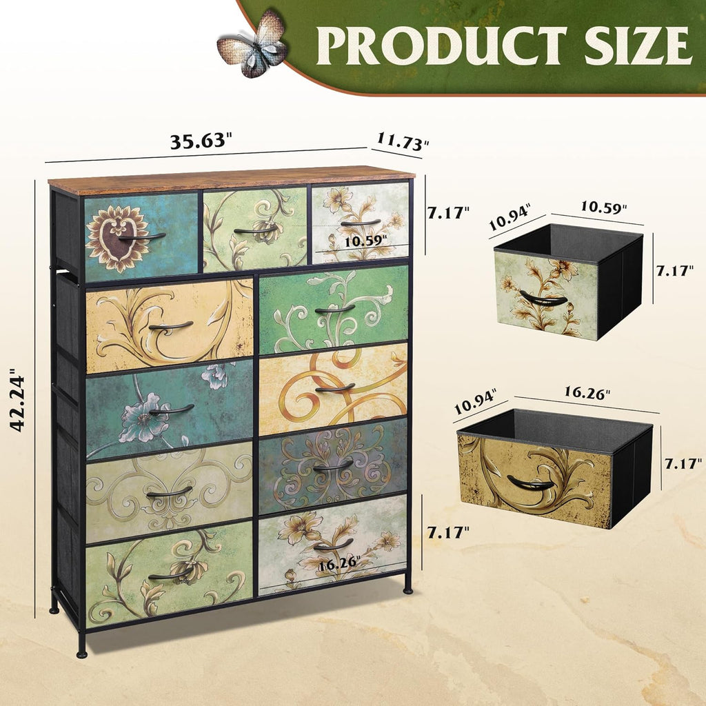 WLIVE Tall Dresser with 11 Drawers