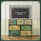 WLIVE 7 Drawer Dresser TV Stand with Metal Frame and Wood Top
