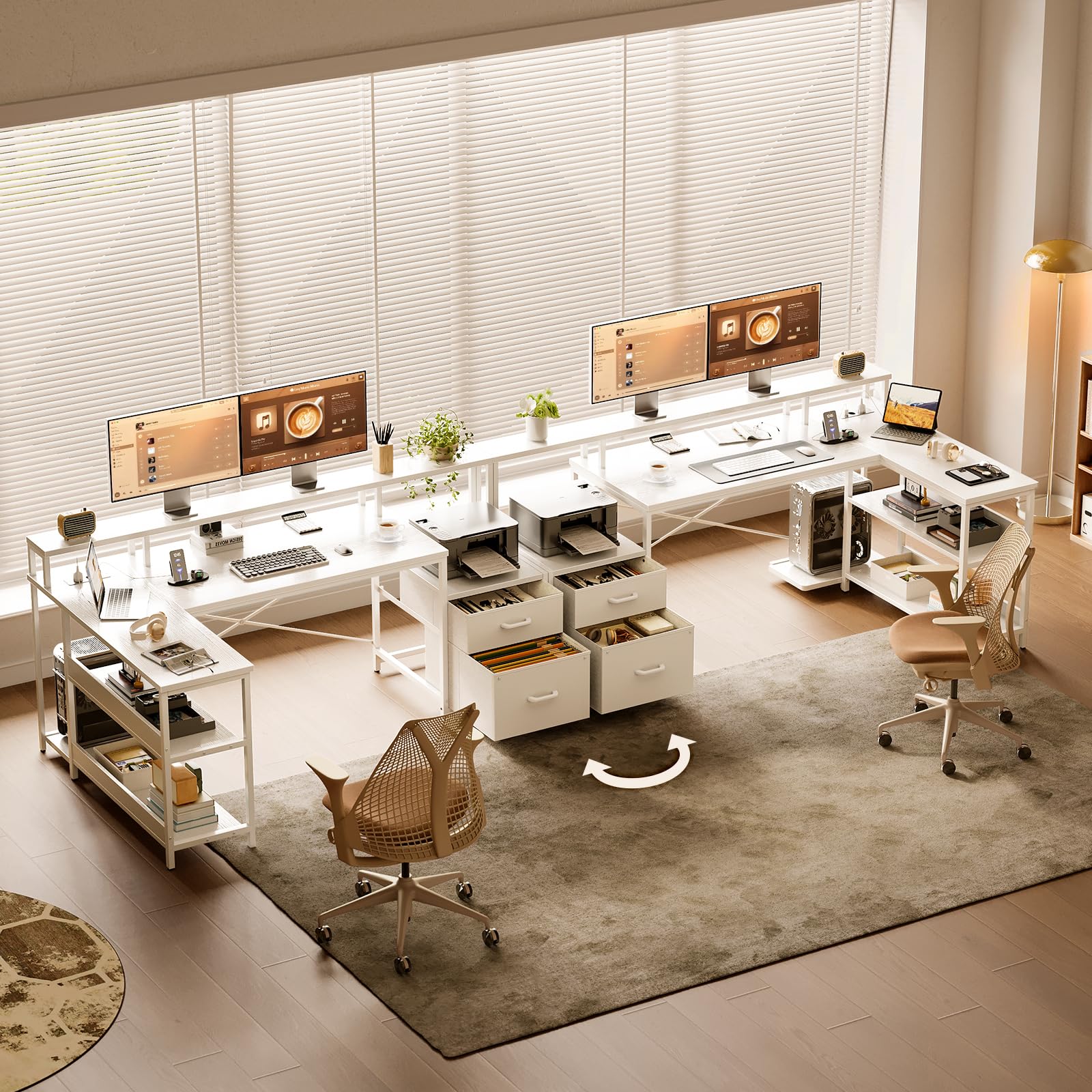 ODK L-Shaped Corner Desk with Storage and Drawers