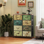 WLIVE 8 Drawer Vintage Print Fabric Chest of Drawers