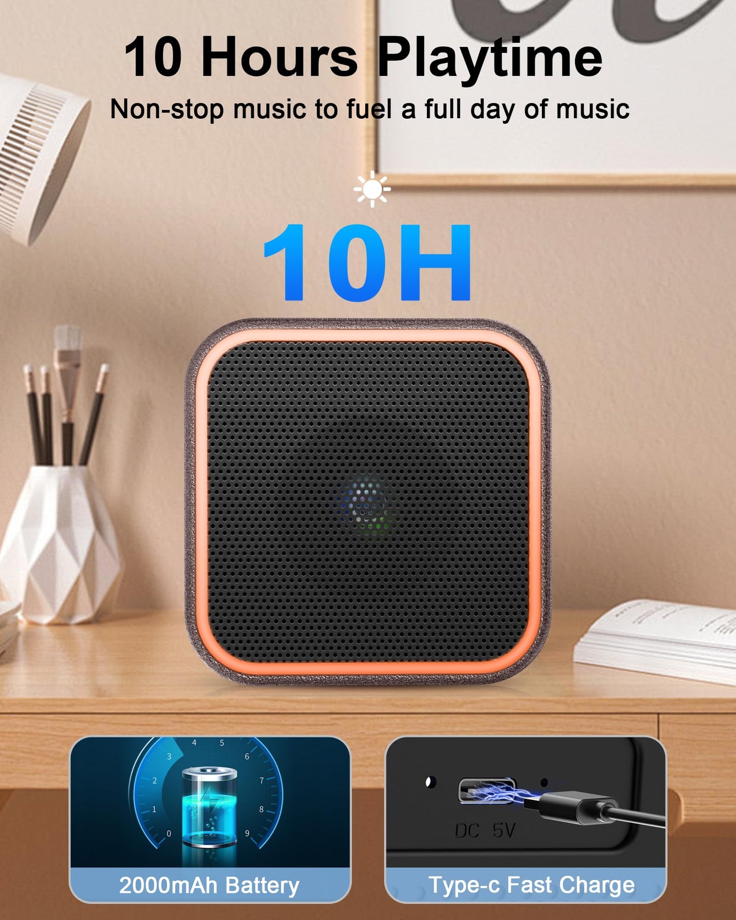 Bluetooth Speaker, Portable Speaker Leather Bluetooth 5.3 with Crystal Clear Sound, Speakers Bluetooth Wireless with Built-in Microphone, 8W Home Speakers for Home, Office, Party, Gift for Friend 2024