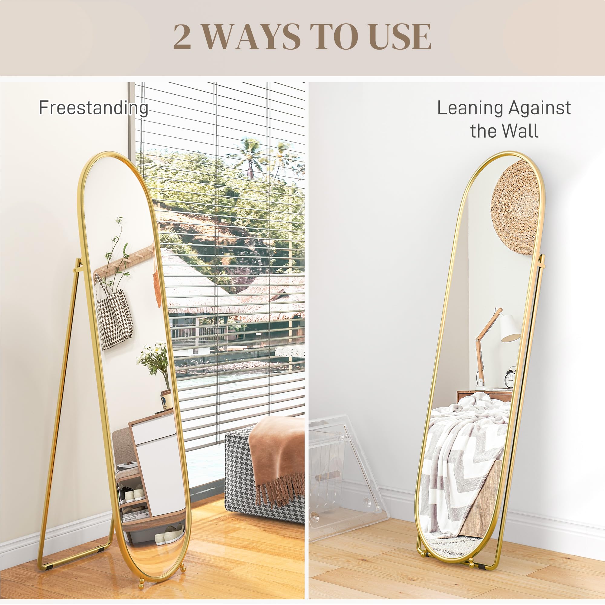 HOMCOM Full Length Leaner Mirror with Support Frame