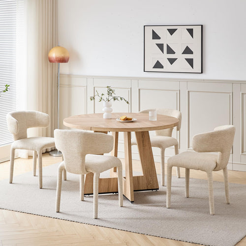 HJhomeheart Round Dining Table, Rustic Style, for 4-6 People