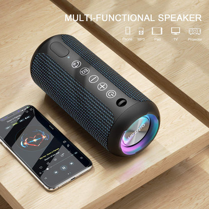 Sleek Waterproof Bluetooth Speaker with LED Lights – Immersive Sound for Outdoor and Indoor Adventures