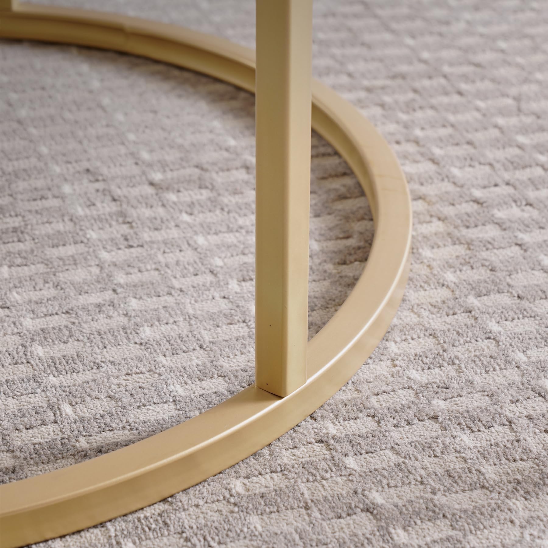 BenyLed Modern Nesting Coffee Tables Set, Glass/Gold Finish