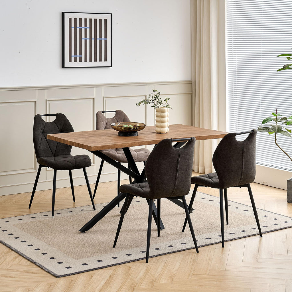 DEYARNA HOME Set of 4 Modern Fabric Dining Chairs with Metal Legs