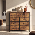 WLIVE 9-Drawer Fabric Storage Tower with Wood Top