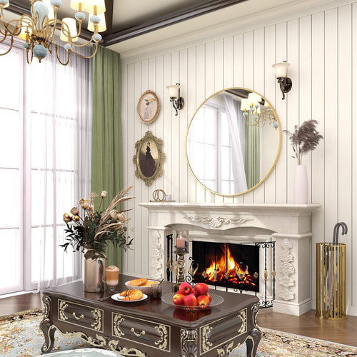 BEAUTYPEAK 30 Inch Round Gold Framed Wall Mirror