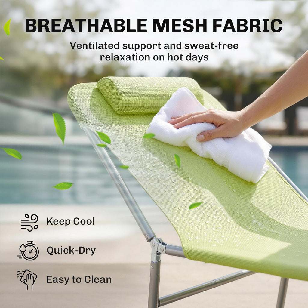 Outsunny Folding Chaise Lounge Pool Chairs with Pillow