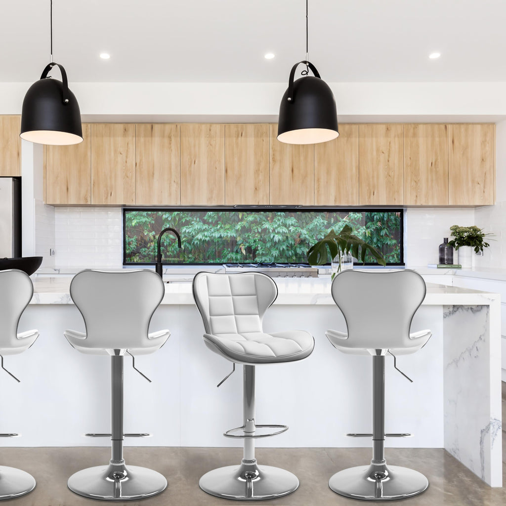 CorLiving Set of 2 Adjustable Height Bar Stools in White