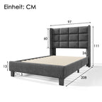 Merax Grey Upholstered Bed with Slatted Base