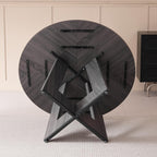 HJhomeheart Round Dining Table with Cross-shaped Base