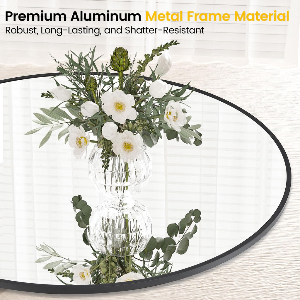 dainslef 24 Inch Round Metal Frame Mirror