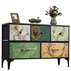 WLIVE 5-drawer fabric dresser with floral painted design and storage bins