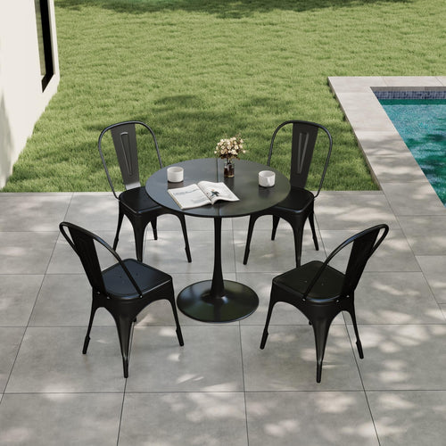 HJhomeheart Vintage Style Stackable Metal Dining Chairs Set of 4