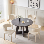 HJhomeheart Round Dining Table with Cross-shaped Base