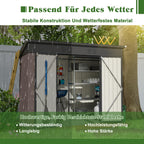 Metal Garden Shed with Sloped Roof and Tool Storage Cabinet