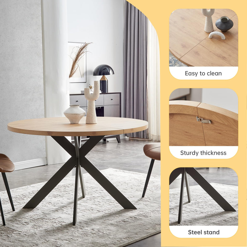Zerifevni Mid Century Modern 46.4" Round Dining Table Set for 4-6