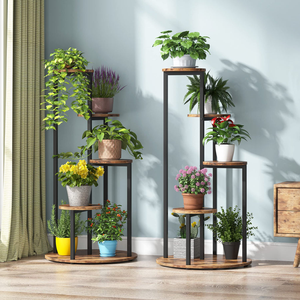 Tribesigns 4-Tier Indoor Corner Plant Stand with Metal Frame