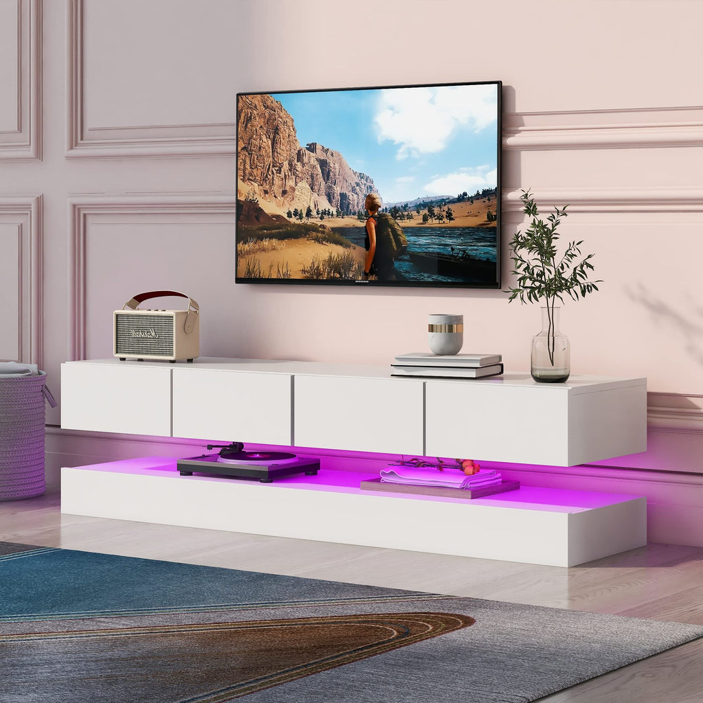 WODSOFTI LED TV Lowboard with Wall Mount and Storage for up to 55 Inch TVs