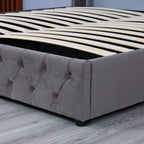 HAINEW Chesterfield Style Upholstered Bed with Hydraulic Storage