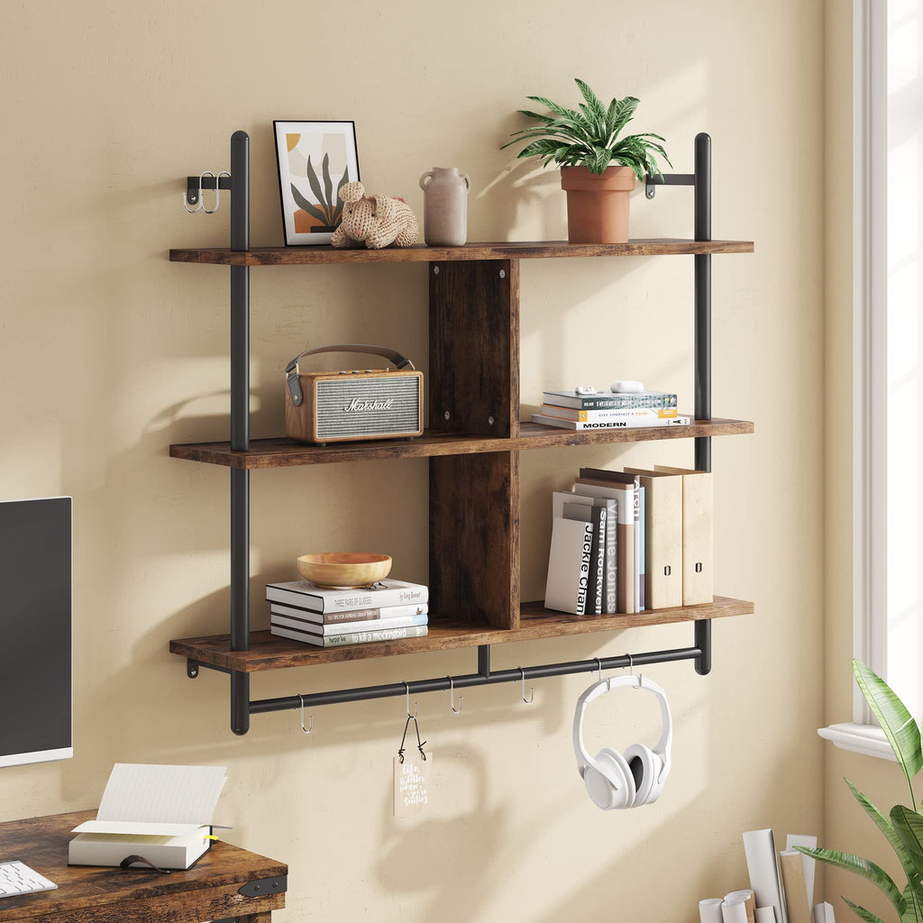 Bestier 3 Tier Industrial Floating Pipe Shelving