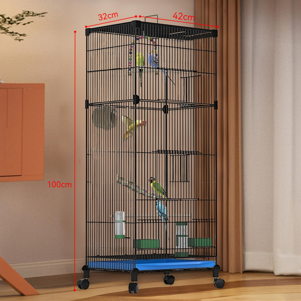 UUE Large Bird Cage with Grass Nest, Swing, and Ladder